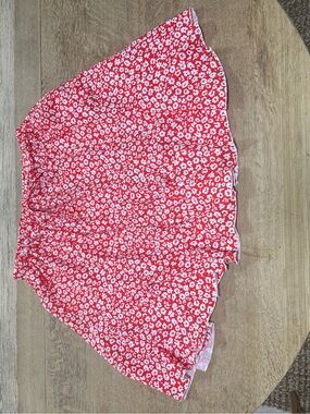 SHEIN Red & White Floral Circle Skirt